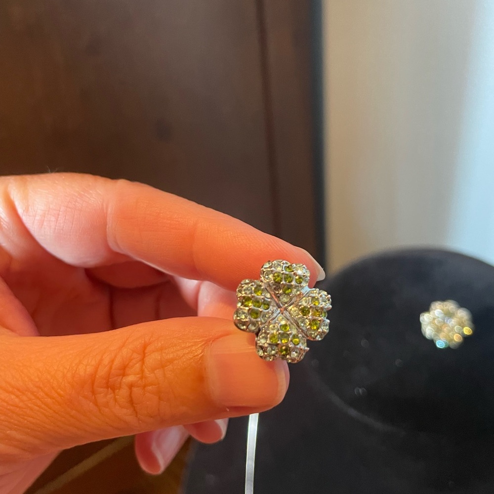 Clover rhinesstone Necklace & earrings set - Picture 4 of 11
